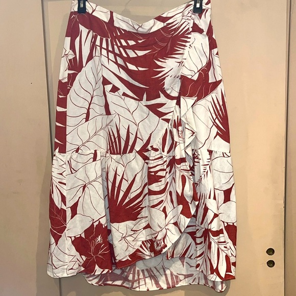 Madewell viscose and linen palm tree leaf print skirt size 14 - Picture 1 of 9